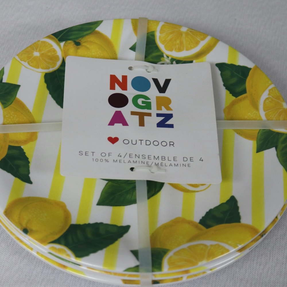 NOVOGRATZ Melamine Fresh Lemons Salad Plates - NEW - S/4